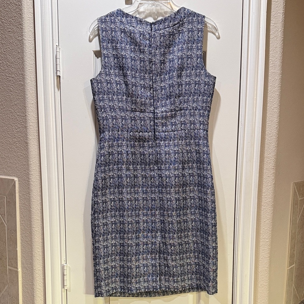 Tahari ASL Blue & White Tweed Dress - professional office attire - Picture 5 of 6